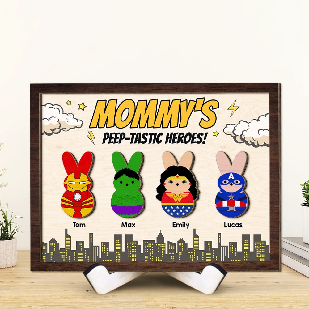Personalized Superhero Bunny Wood Sign for Mom Wood Sign PopCulturePrints