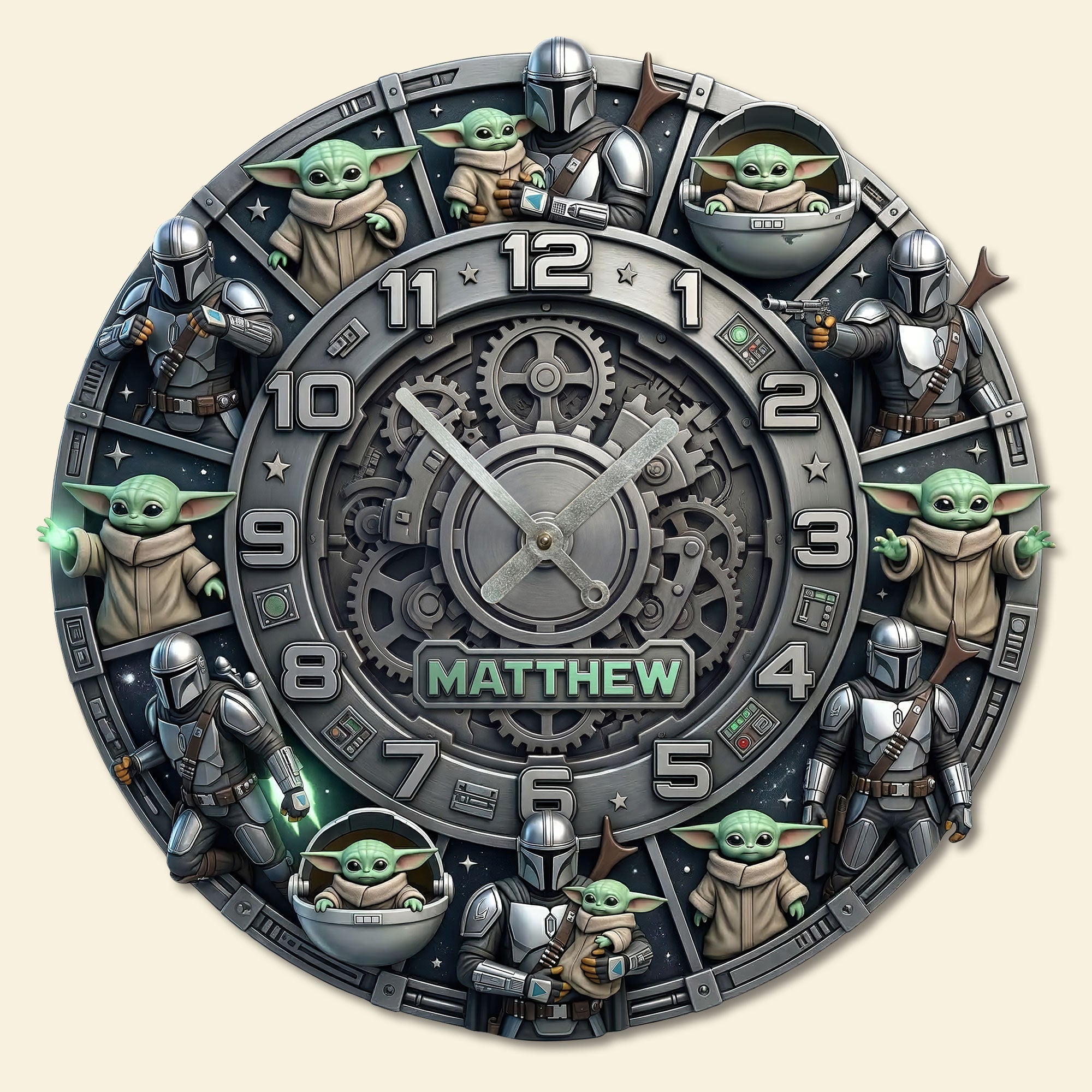 Time of Wonder: Personalized Cosmic Acrylic Hanging Wall Clock - Perfect Gift for Fans of Sci-Fi and Cosmic Themes Hanging Wall Clock PopCulturePrints
