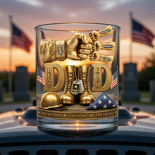 Load image into Gallery viewer, Best Dad Ever - Personalized Veteran Dad's Greatest Victory Round Glass Glass PopCulturePrints
