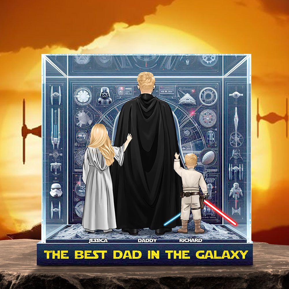 The Best Dad in the Galaxy - Personalized Acrylic Plaque Gift for Dad Shaped Plaques PopCulturePrints