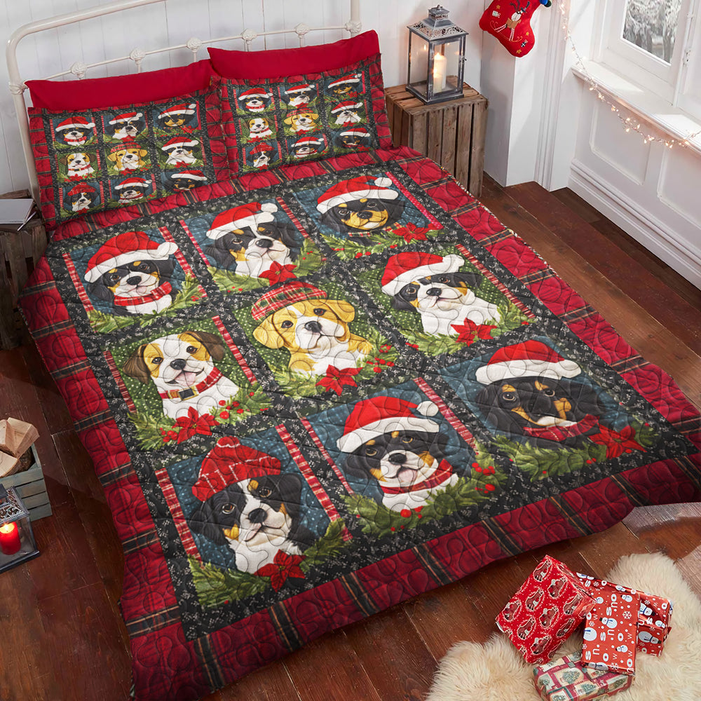 Festive Beagle Dog Quilt Bed Set for Christmas Blanket PopCulturePrints