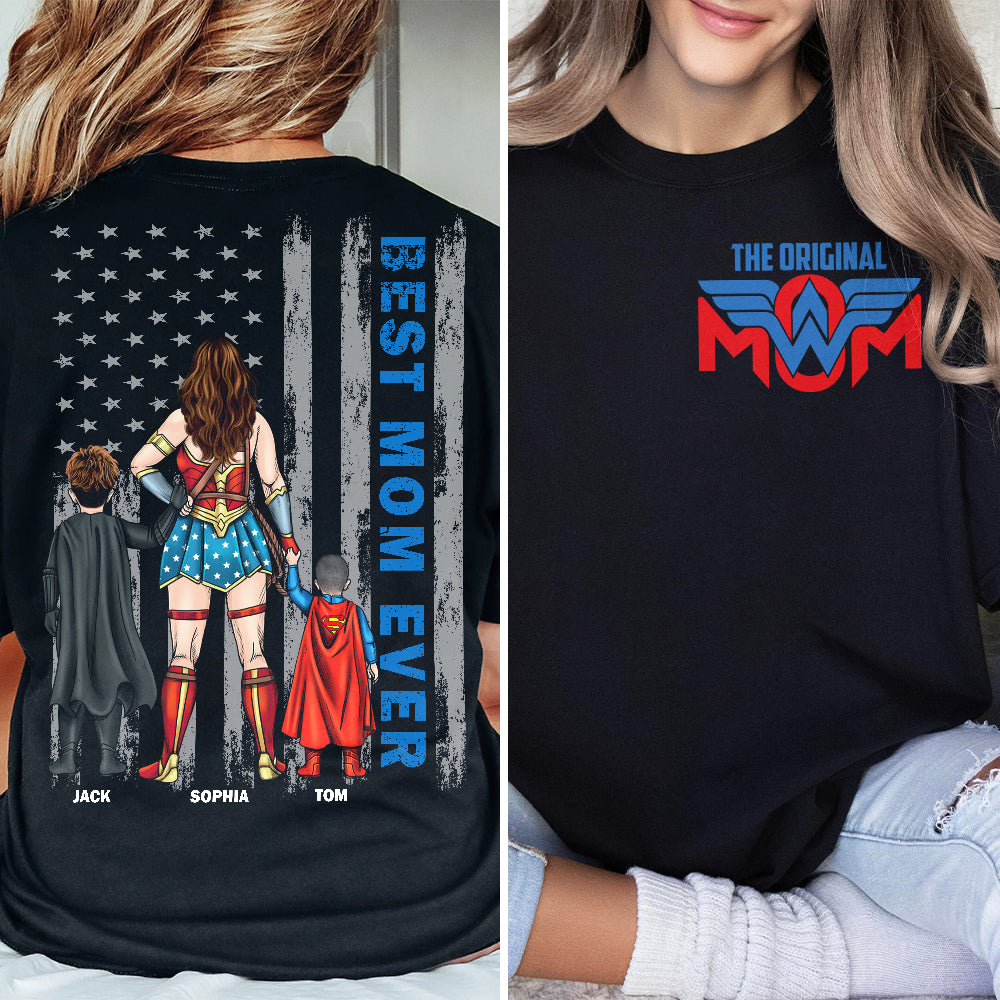 "The Best Mom Ever" - Personalized Wonder Woman Shirt - Gift for Mom and Grandma Shirts PopCulturePrints