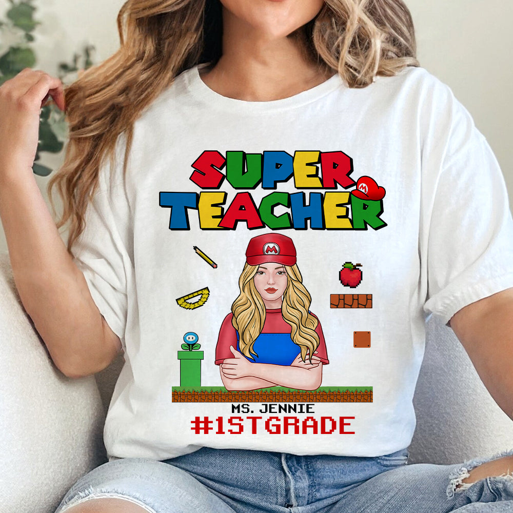 Super Teacher Personalized T-Shirt - Customizable Mario Inspired Teacher Gift