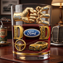 Load image into Gallery viewer, "Best Dad Ever" - Personalized Muscle Car Dad Round Glass - Unique Gift for Dads and Grandpas Glass PopCulturePrints
