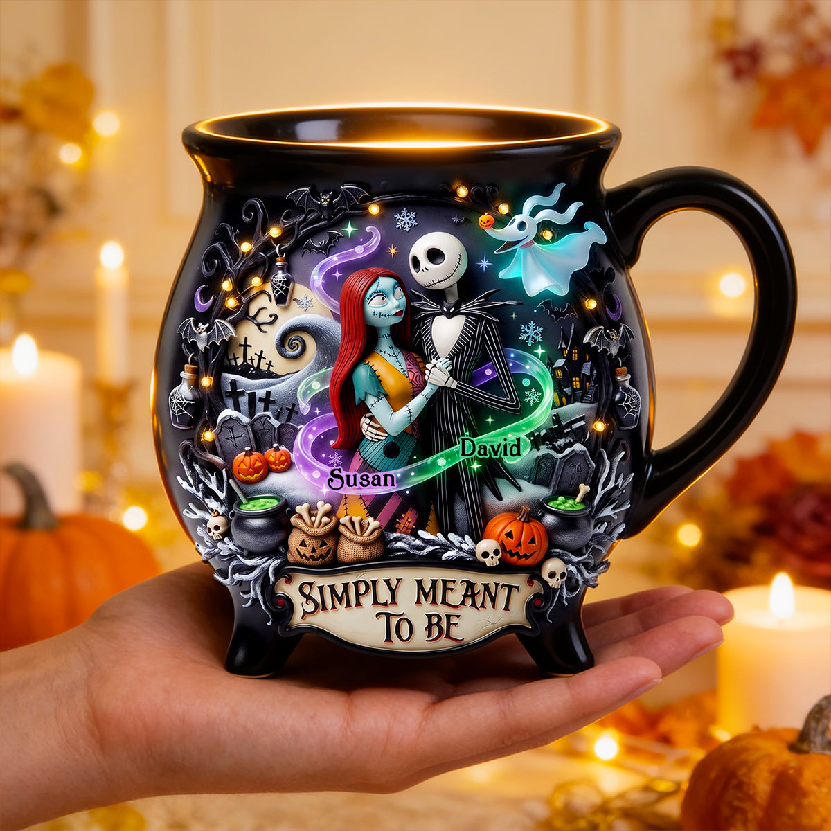 Simply Meant To Be – Gothic Couple Cauldron Mug - Personalized Gifts For Couples Cauldron Mug PopCulturePrints