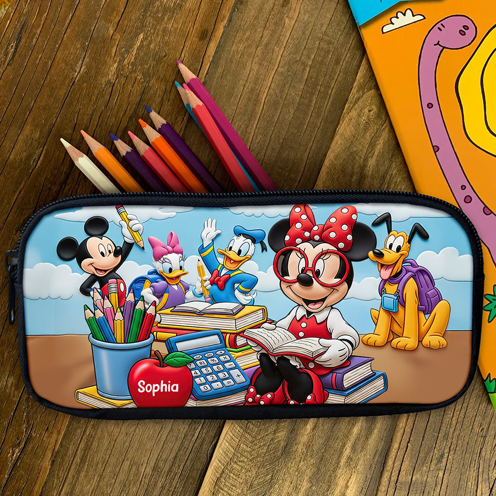 Teaching is a Work of Heart - Cute Cartoon Pencil Case - Personalized Gift for Teachers, Students, and Kids Pencil Case PopCulturePrints