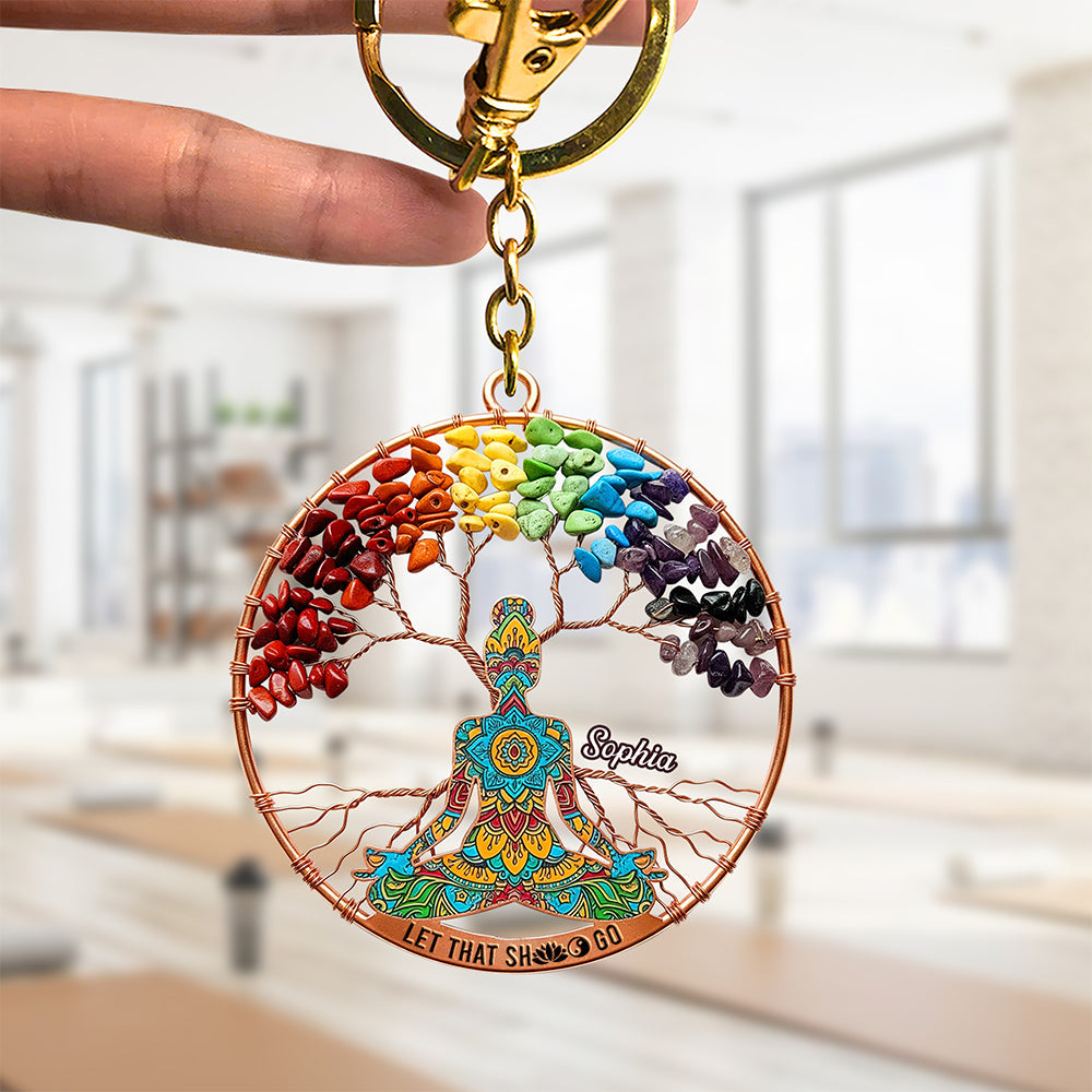 Embrace Peace: Spiritual Balance Keychain - Personalized Gifts for Yoga Lovers Keychains PopCulturePrints