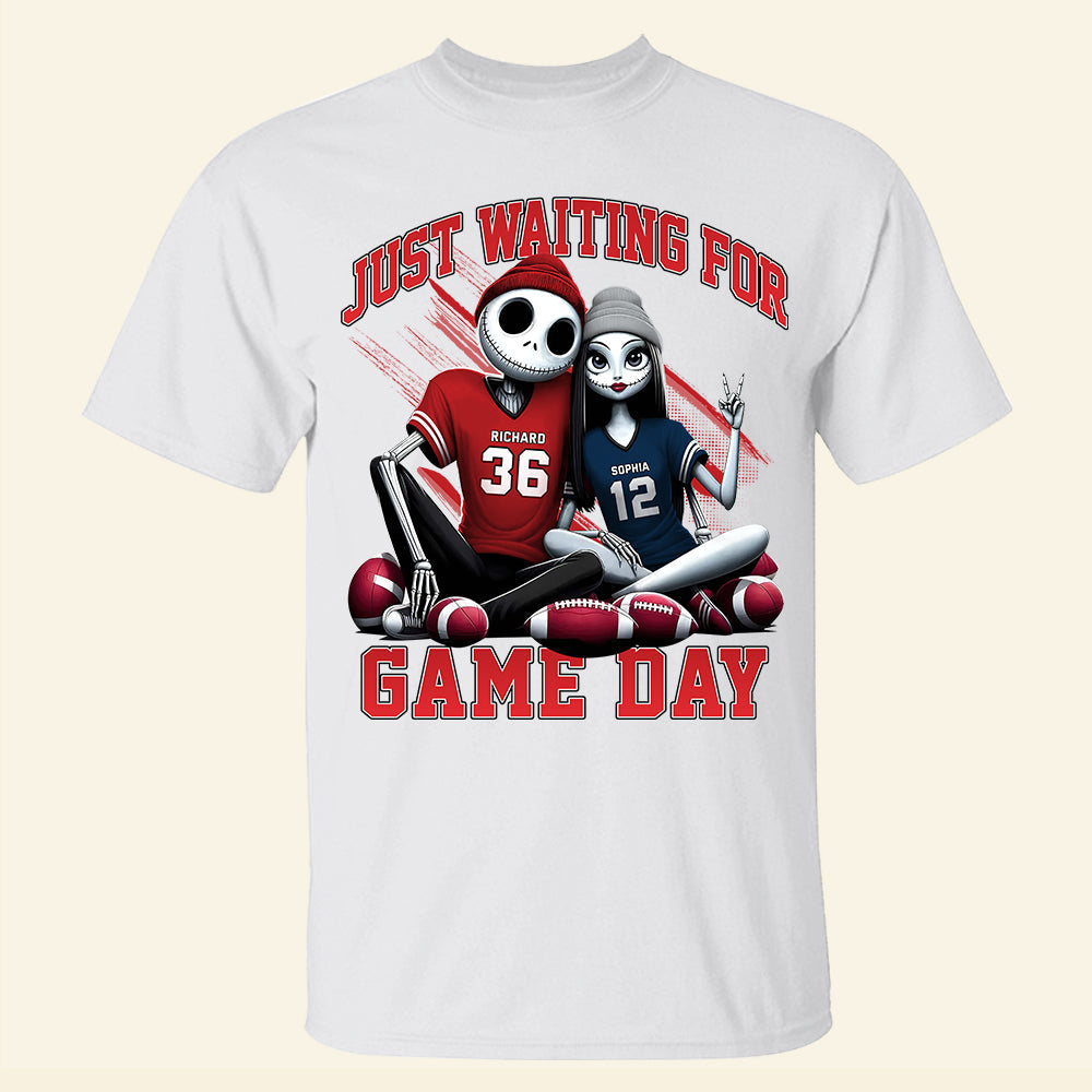 Personalized Couple Football Lover Shirts - Just Waiting for Game Day