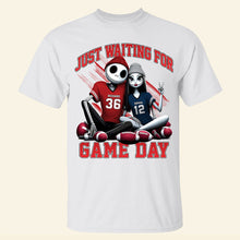 Load image into Gallery viewer, Personalized Couple Football Lover Shirts - Just Waiting for Game Day
