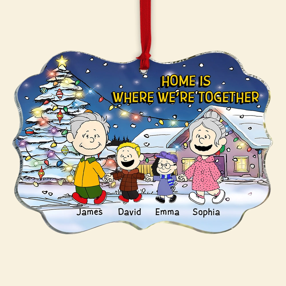 Personalized Cartoon Family Holding Hands Christmas Ornament - Custom Names