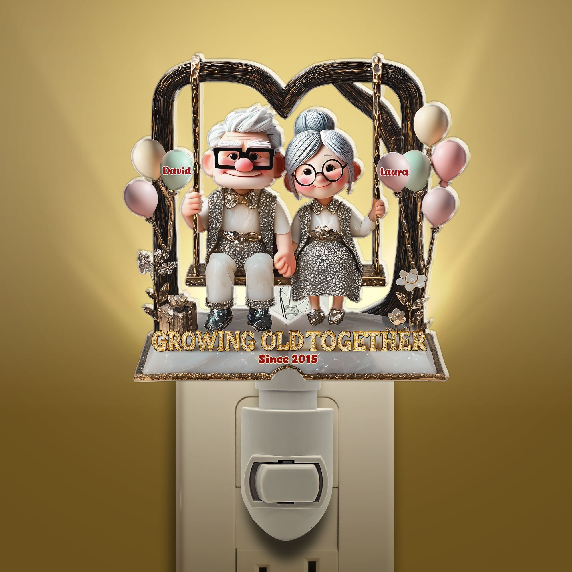 Growing Old Together - Personalized Night Light for Couples Night Lights PopCulturePrints