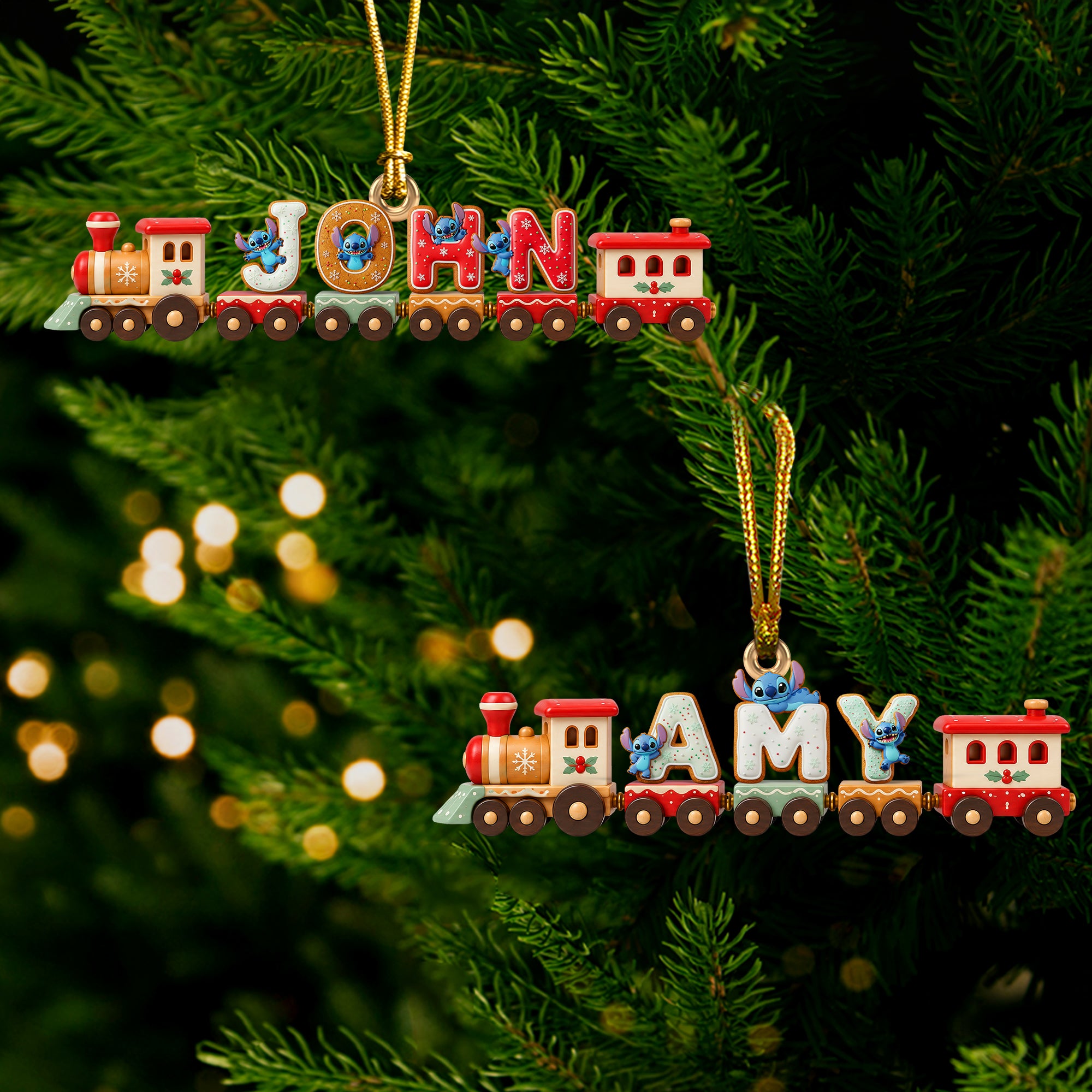 “Choo Choo! All Aboard the Festive Cheer!” - Alphabet Train Acrylic Ornament - Personalized Gifts for Christmas Ornament PopCulturePrints