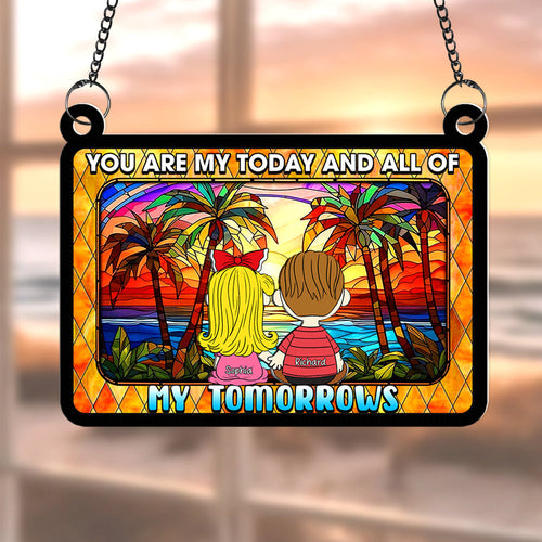 Personalized Suncatcher Ornament for Couples - Cartoon Hand-Holding Design Ornament PopCulturePrints