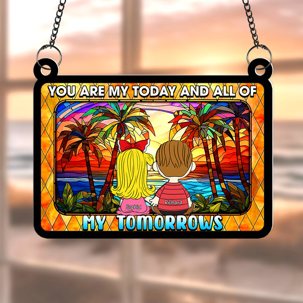 Personalized Suncatcher Ornament for Couples - Cartoon Hand-Holding Design Ornament PopCulturePrints