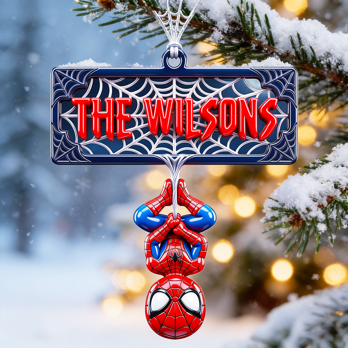 Swing into the Holidays: Web-Slinging Warrior Acrylic Ornament - Personalized Christmas Gift