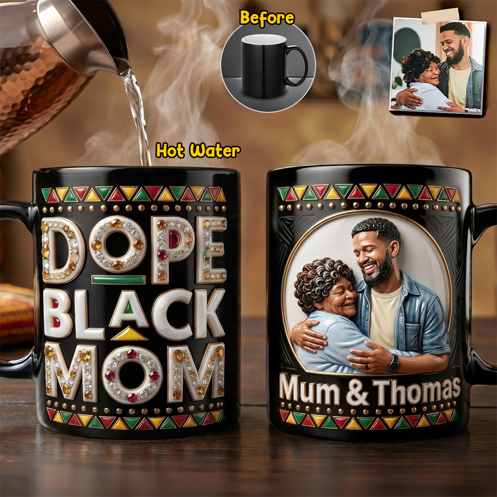 Celebrate Love with Dope Black Mom - Custom Photo Magic Mug for Meaningful Gift Giving Coffee Mug PopCulturePrints