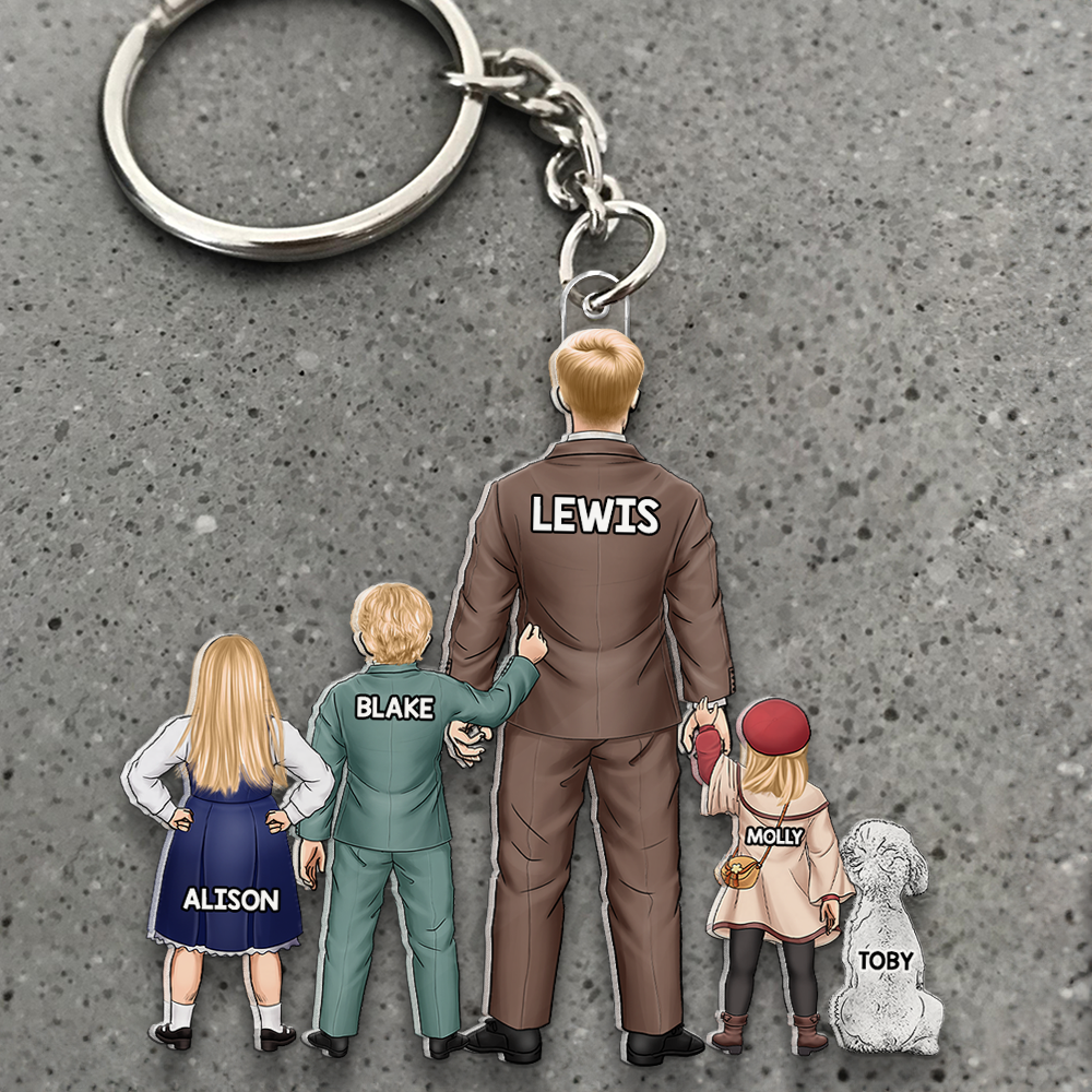 "Family is Everything" - Personalized Dad Keychain - Custom Gift for Dad, Grandpa, and Loved Ones Keychains PopCulturePrints