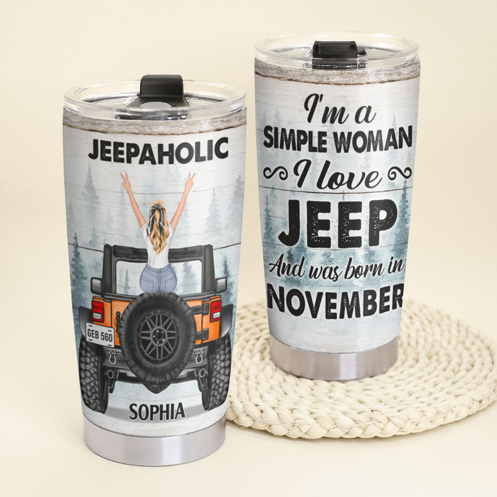 Personalized Jeepaholic Tumbler for November Born Women