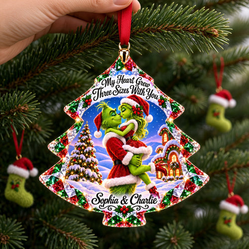 My Heart Grew Three Sizes With You - Romantic Couple Christmas Ornament Ornament PopCulturePrints
