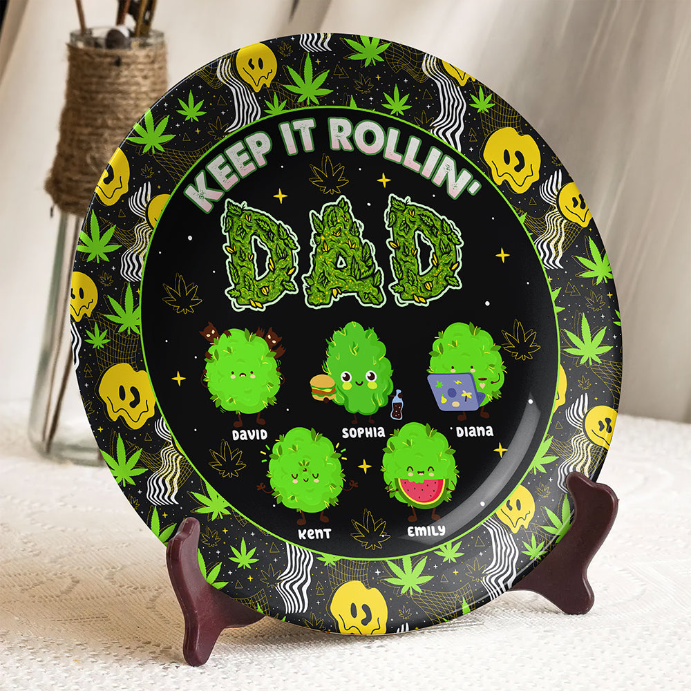 “Keep It Rollin’ DAD” - Personalized Ceramic Round Plate for Dad, Perfect Gift for Father's Day & Grandpa Ceramic Round Plate PopCulturePrints