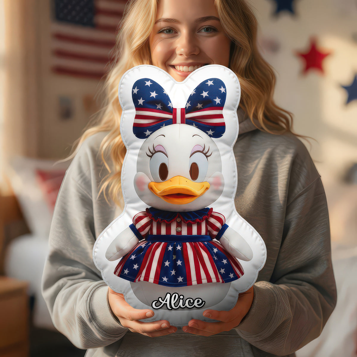 Celebrate Freedom with Our Freedom Lovers Shaped Pillow - Personalized Patriotic Gift for All