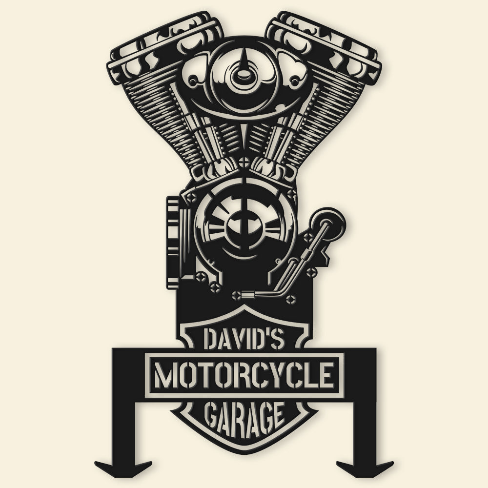 Personalized Metal Wall Art - Motorcycle Engine Design