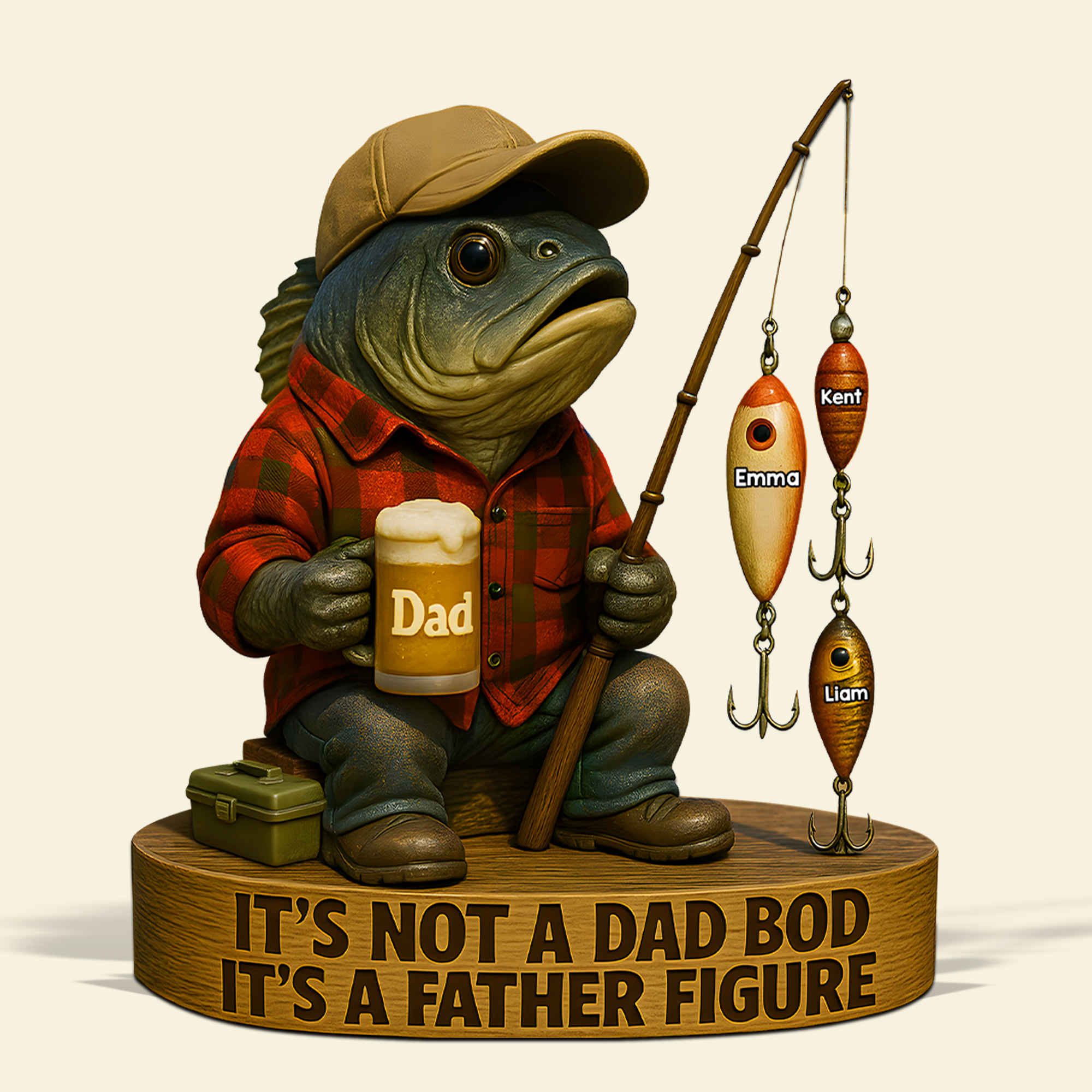 It's Not A Dad Bod, It's A Father Figure - Personalized Fishing Dad Acrylic Plaque Shaped Plaques PopCulturePrints
