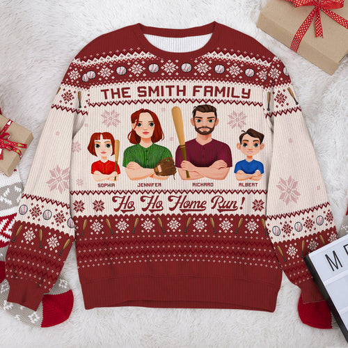 Custom Family Baseball Christmas Sweater - Personalize Yours Now! AOP Products PopCulturePrints