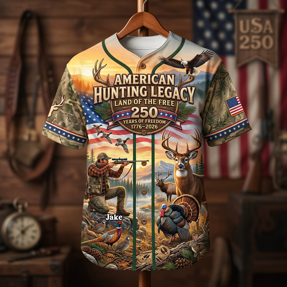 Celebrate 250 Years of Freedom: Personalized Hunting Legacy Jersey Shirt