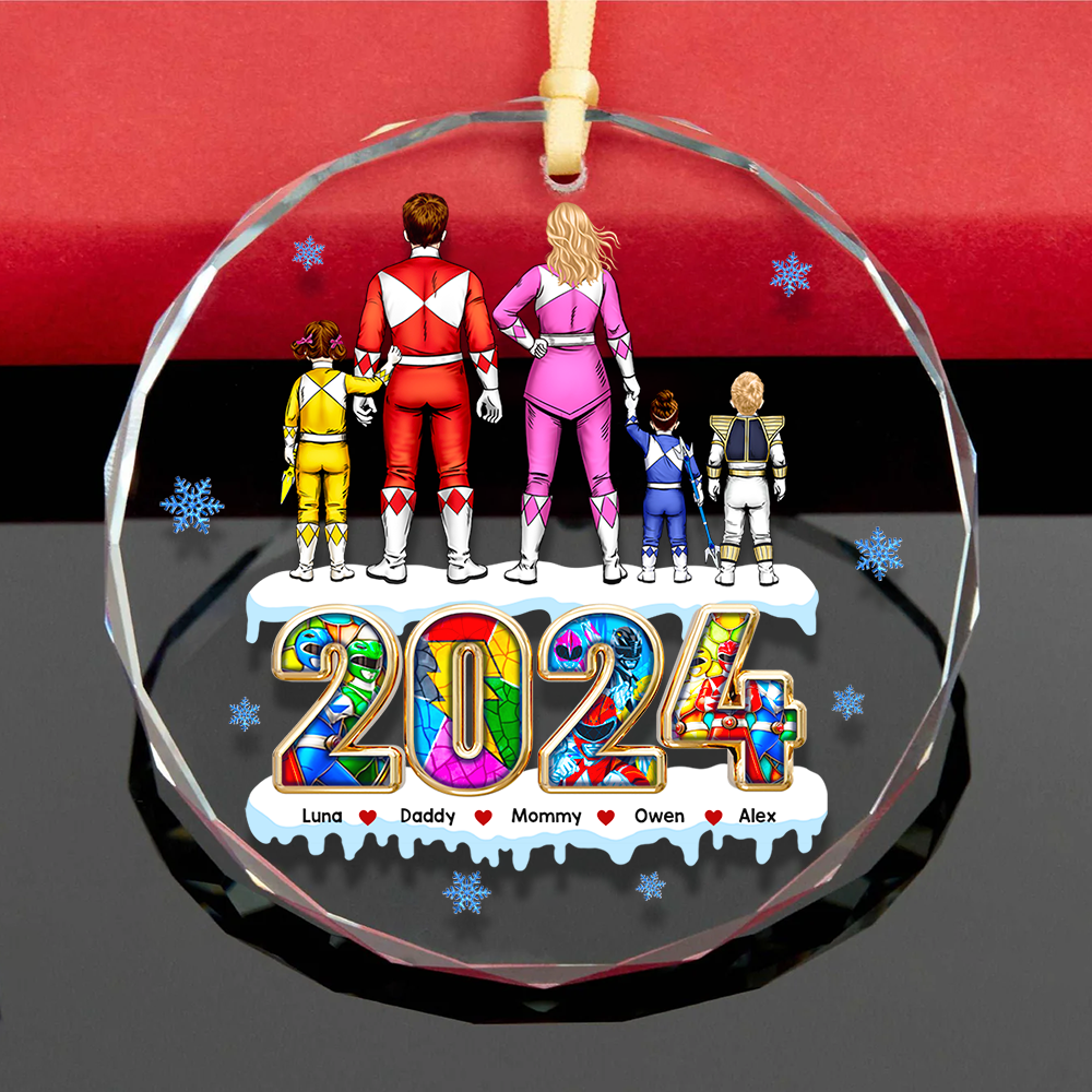 Personalized Family Christmas Ornament 2024 - Power Suit Theme Ornament PopCulturePrints