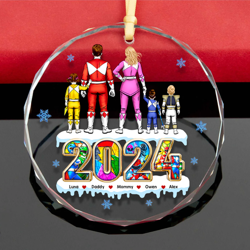 Personalized Family Christmas Ornament 2024 - Power Suit Theme Ornament PopCulturePrints