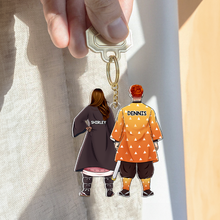 Load image into Gallery viewer, Personalized Couple Keychain - Customizable Cartoon Design Keychains PopCulturePrints
