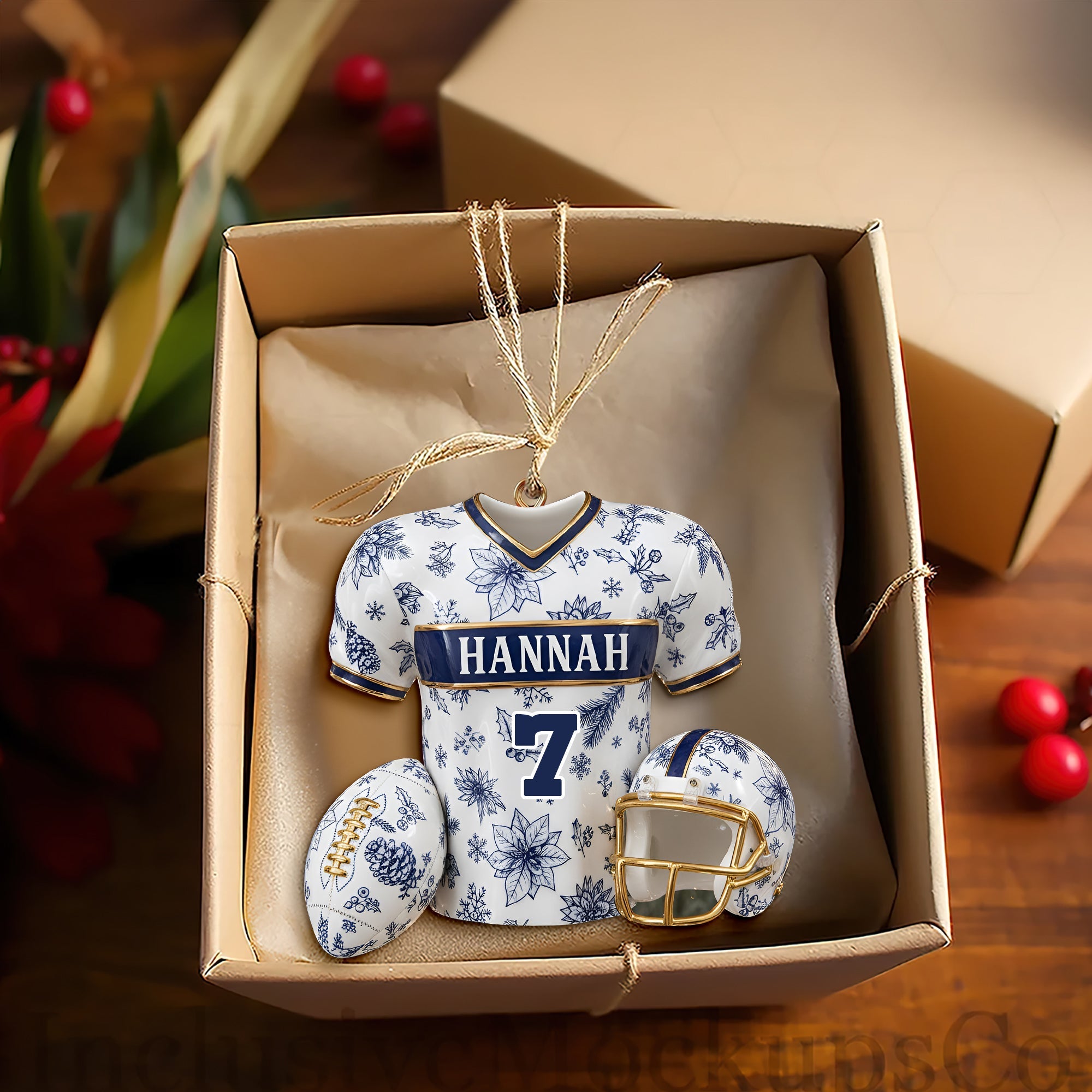 "Celebrate the Season with a Touch of Personalization!" - Personalized Christmas Festive Jersey Ornament - Unique Holiday Gift for Family, Friends, and Sports Lovers Ornament PopCulturePrints