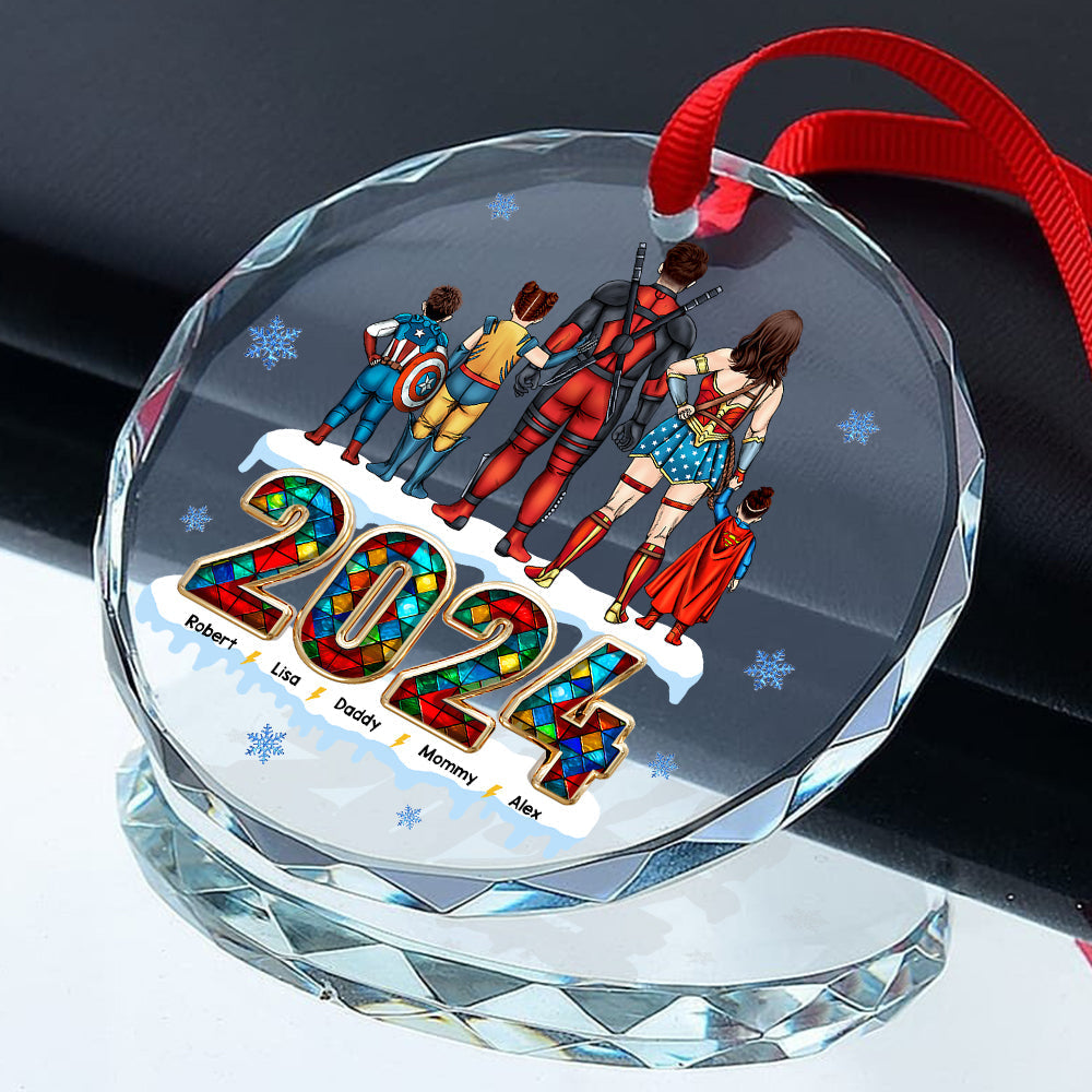 Personalized Superhero Family Christmas Ornament - 2024 Edition