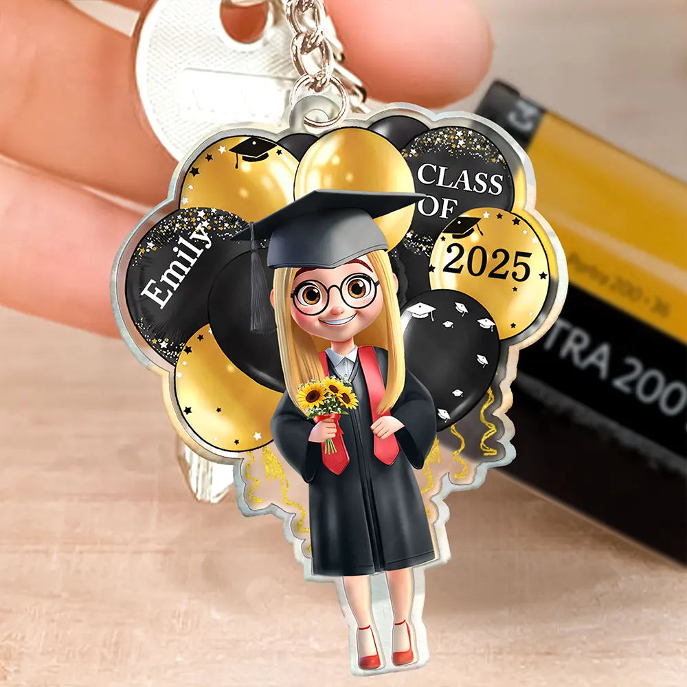 Celebrate Graduation with Joy - Personalized Acrylic Keychain Acrylic Keychain PopCulturePrints