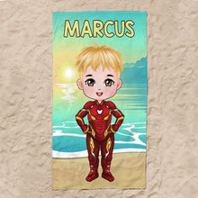 Load image into Gallery viewer, Personalized Superhero Beach Towel for Kids Beach Towel PopCulturePrints
