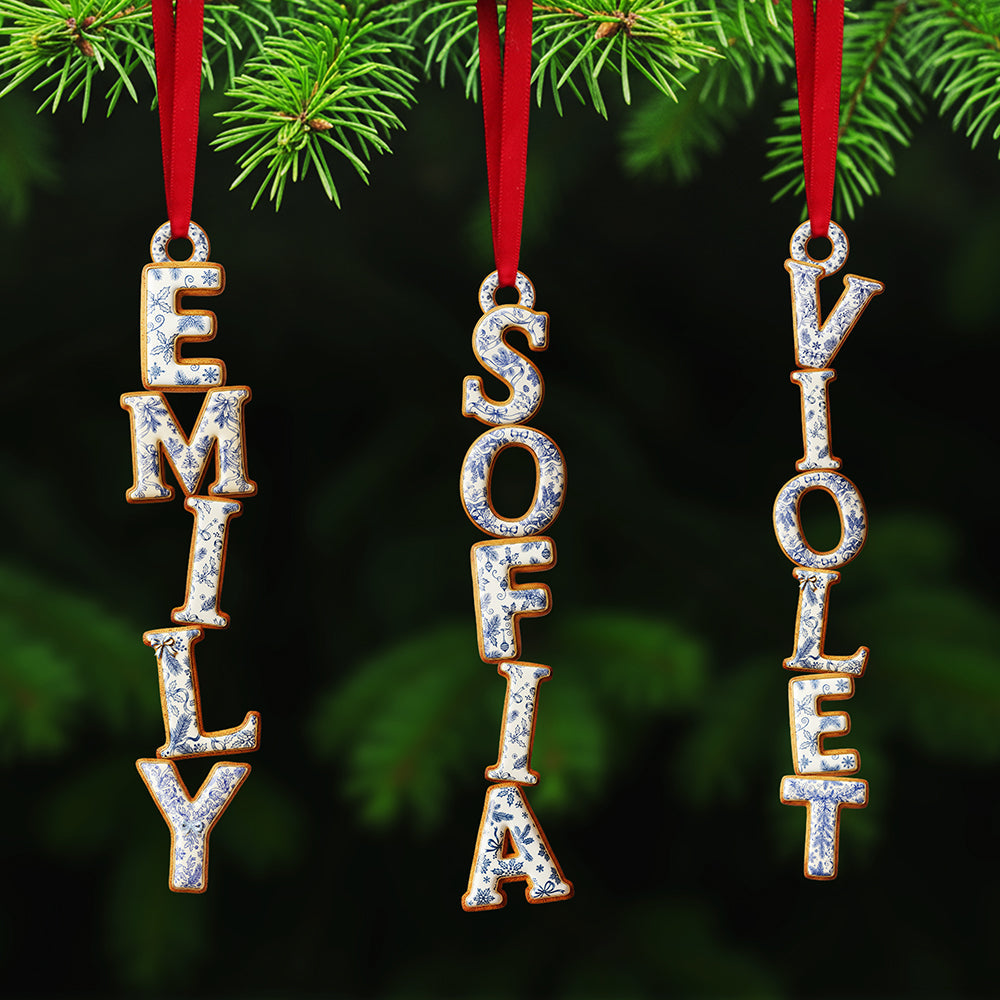 "Spark Joy with Personalized Touch - Toile de Jouy Gingerbread Alphabet Acrylic Ornament - Unique Gifts for Family, Friends, and Loved Ones" Ornament PopCulturePrints