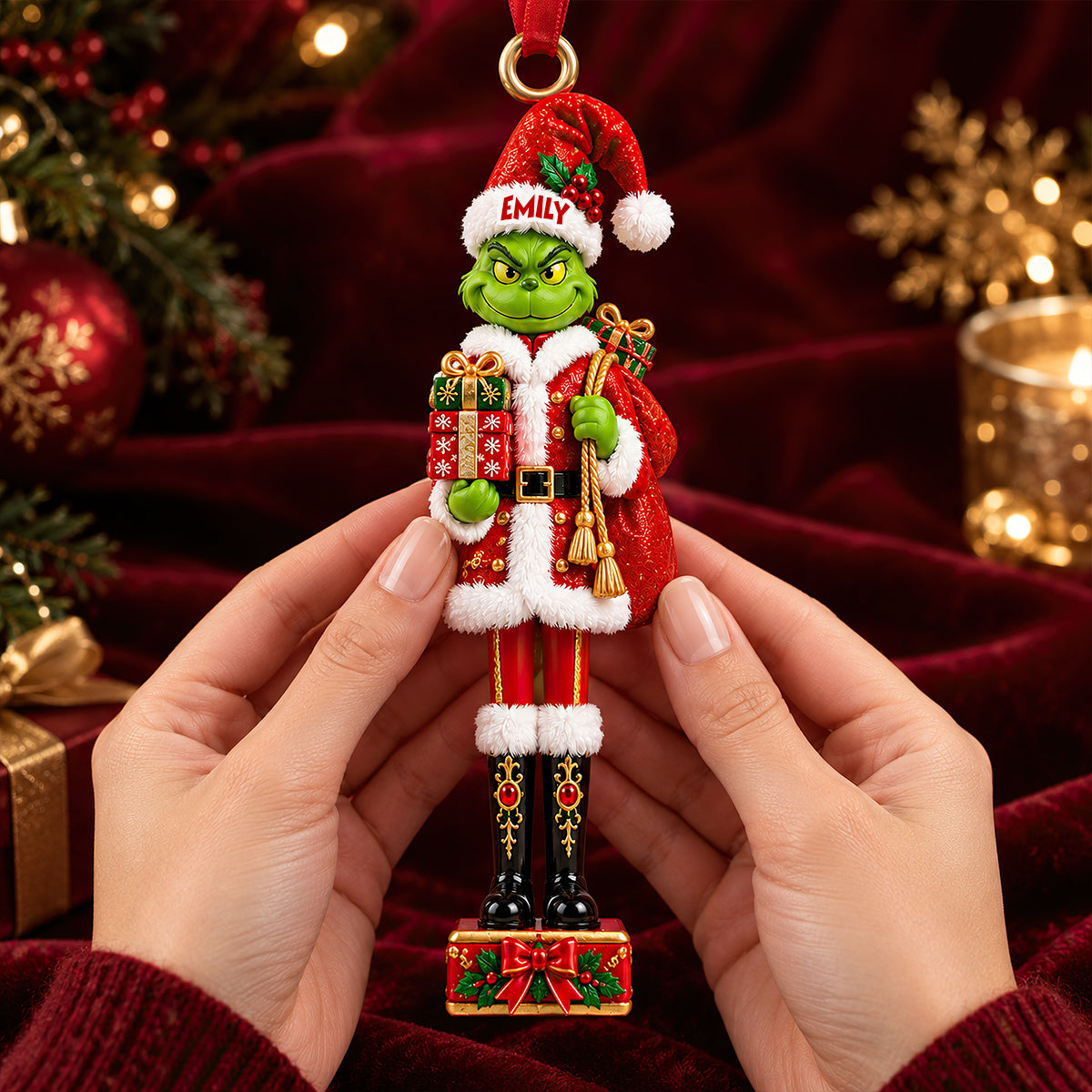 “Spread Christmas Cheer with Personalized Whimsical Grinch Ornaments” - Acrylic Ornament for Everyone