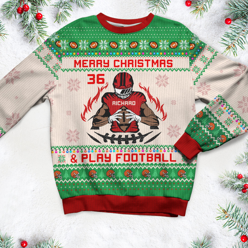 Customizable American Football Ugly Christmas Sweater