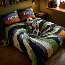Load image into Gallery viewer, Embrace the Love: Hugging Skull Couples Quilt Bedding Set - Personalized Gift for Couples Bedding Set PopCulturePrints
