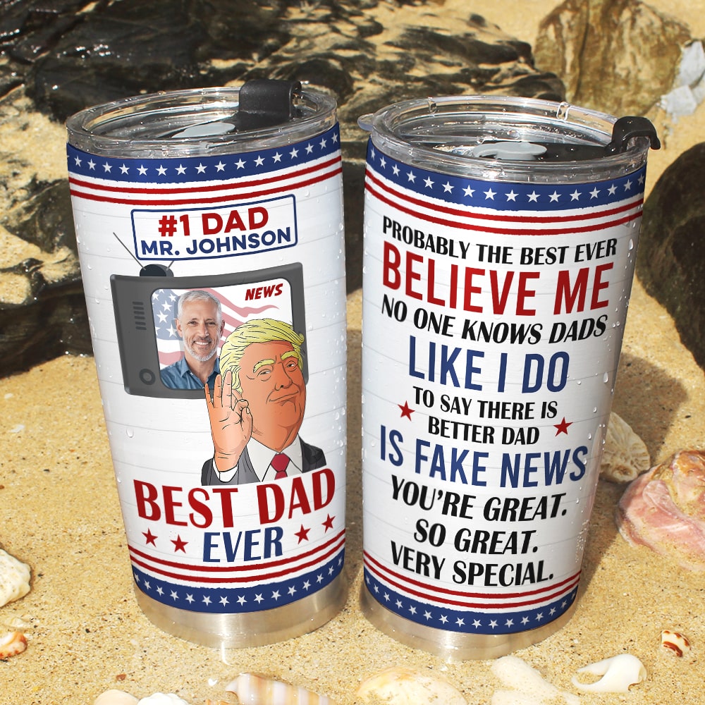 Personalized Best Dad Ever Tumbler - Custom Photo Gift Tumbler Cup PopCulturePrints