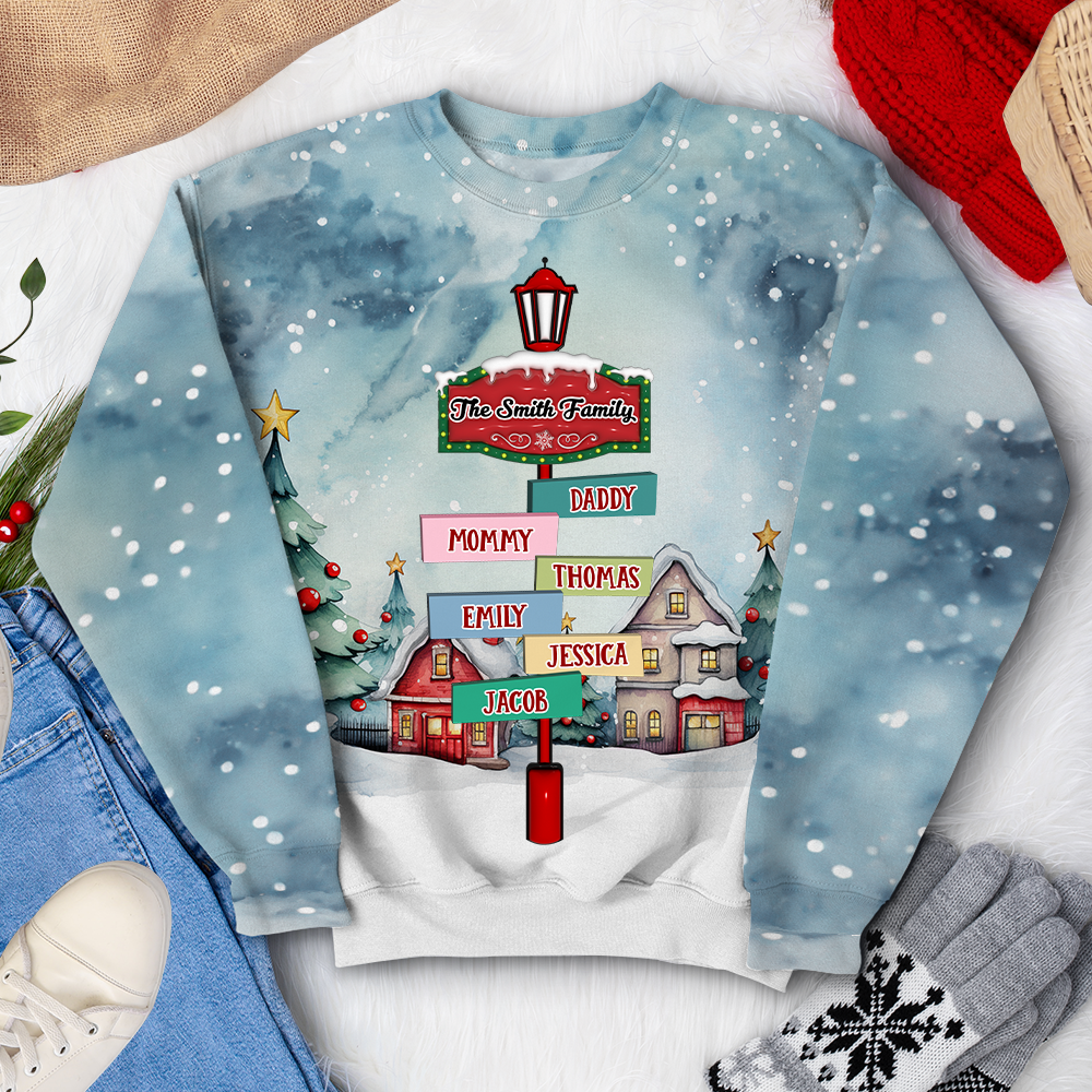 Custom Family Name 3D Sweatshirt - Holiday Edition