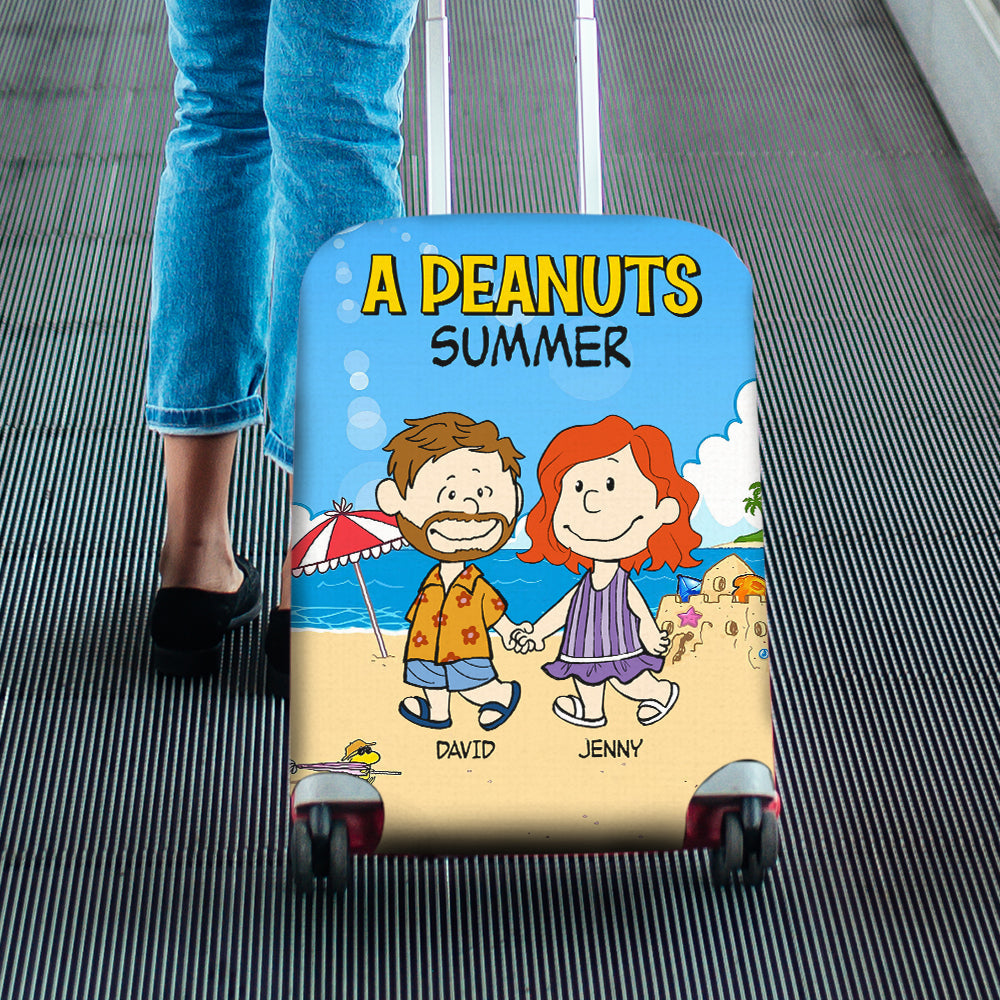 Customizable Peanuts-Themed Luggage Cover for Couples - Summer Edition