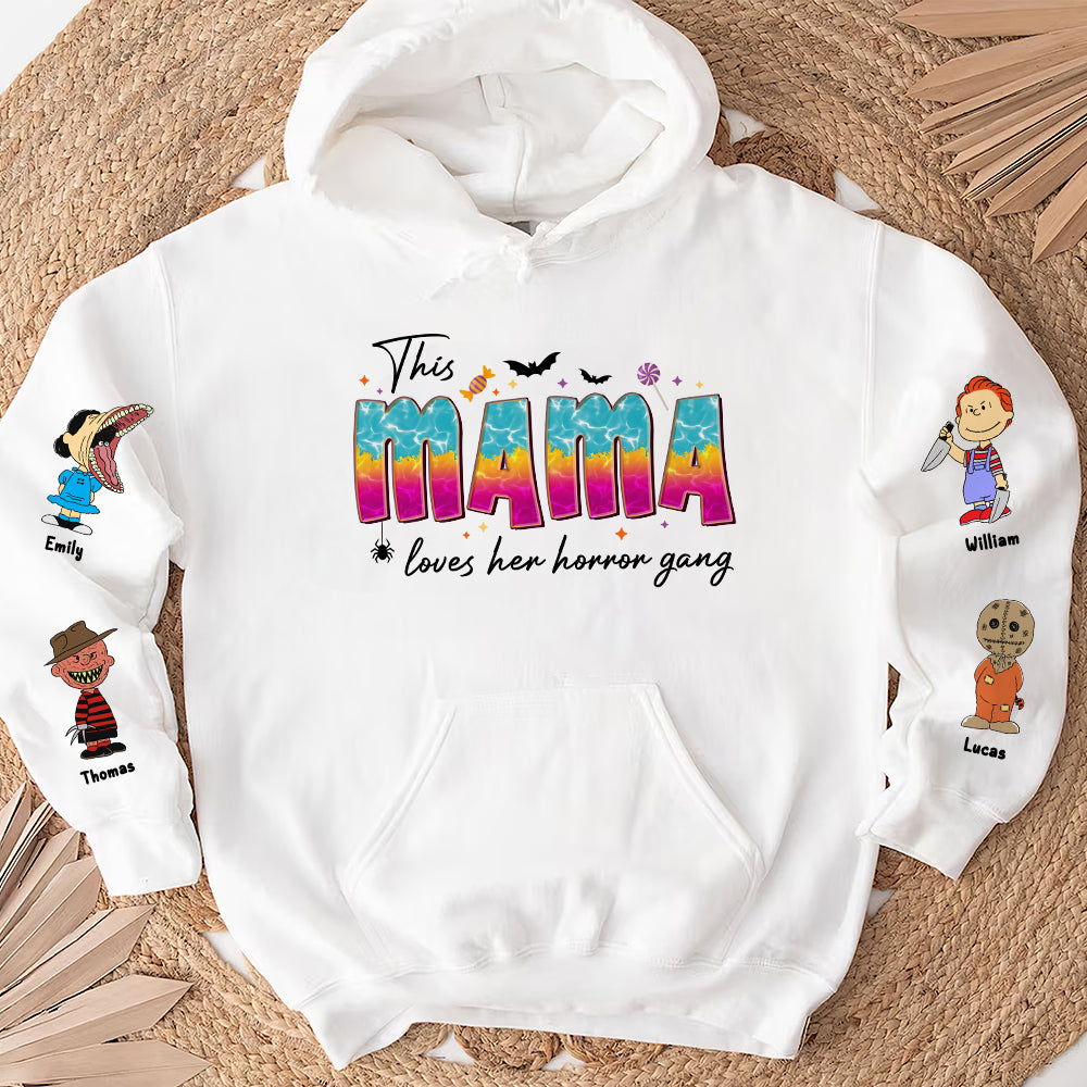 Personalized Halloween Horror Mom Sweatshirt - This Mama Loves Her Freaky Crew