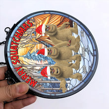 Load image into Gallery viewer, Customizable Merry Squatchmas Stained Glass Suncatcher for Bigfoot Enthusiasts
