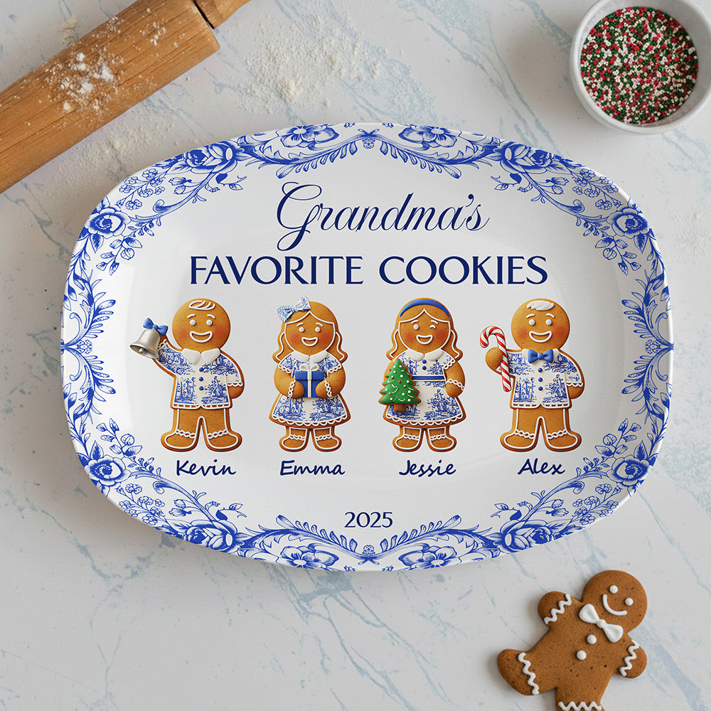 Grandma's Favorite Cookies - Personalized Christmas Gift Plate Plates PopCulturePrints