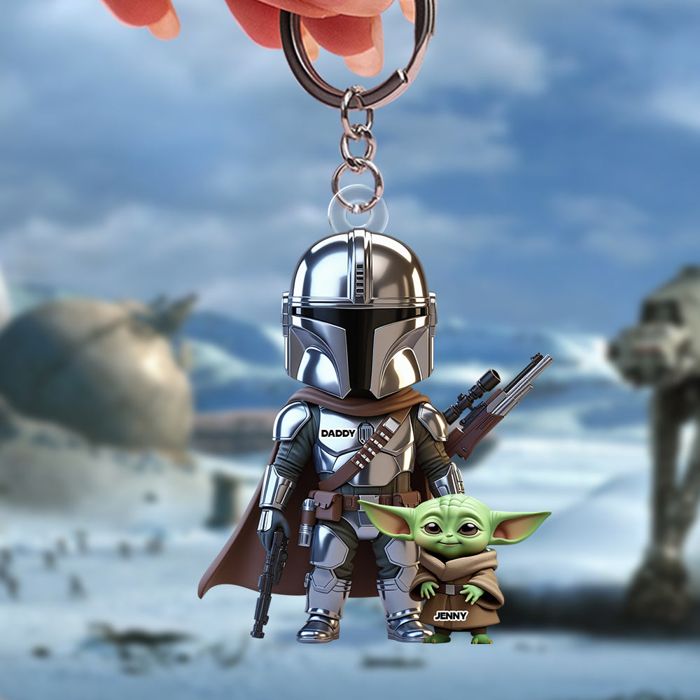 “A Father’s Love Knows No Bounds” - Warrior Dad Keychain, Personalized Gift for Dads and Grandpas Keychains PopCulturePrints
