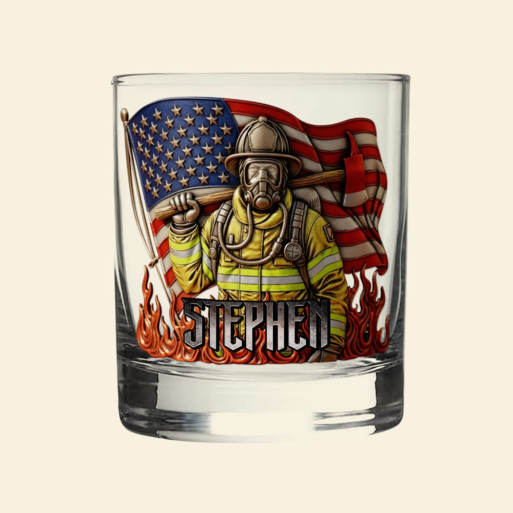Blaze of Honor: Personalized Whiskey Glass for Firefighters Whiskey Glass PopCulturePrints
