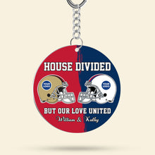 Load image into Gallery viewer, Personalized House Divided Football Keychain | Unique Couple Gift | Valentine&#39;s Day Gifts Keychains PopCulturePrints
