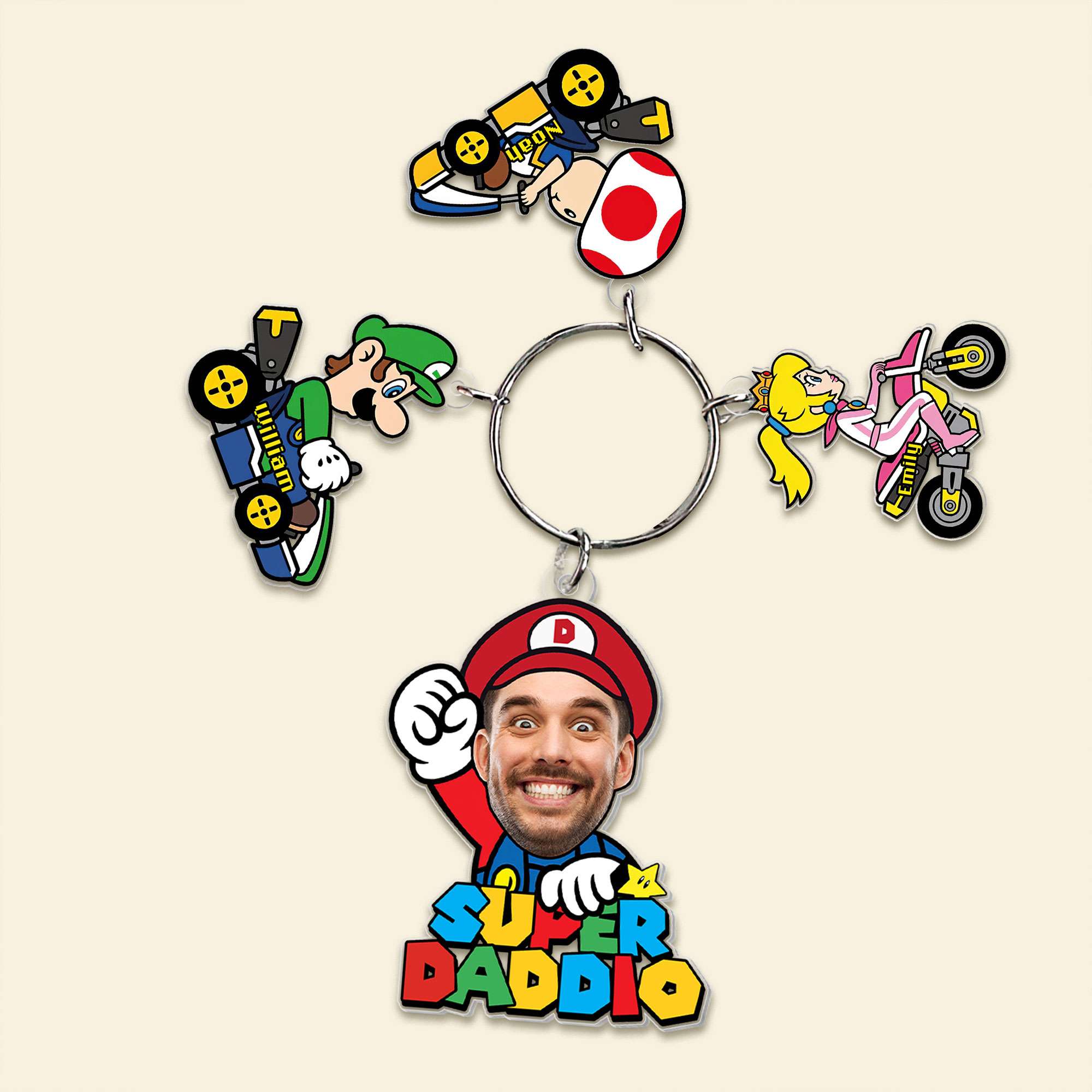 Super Dad Personalized Keychain - Fun Gaming Characters Keychains PopCulturePrints